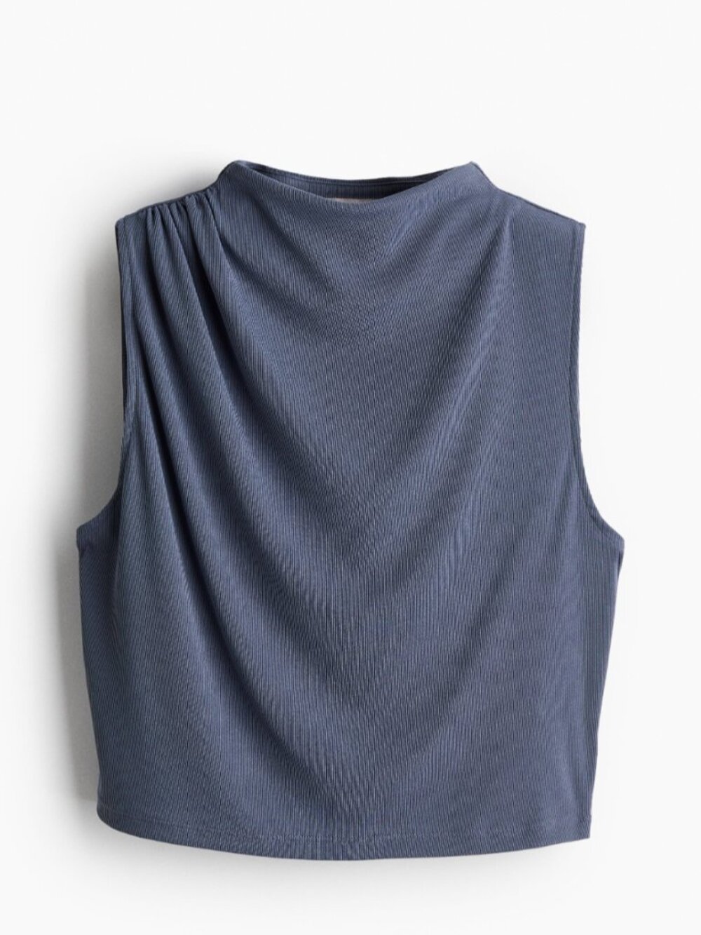 H&M blue ribbed draped tank top blouse / XL